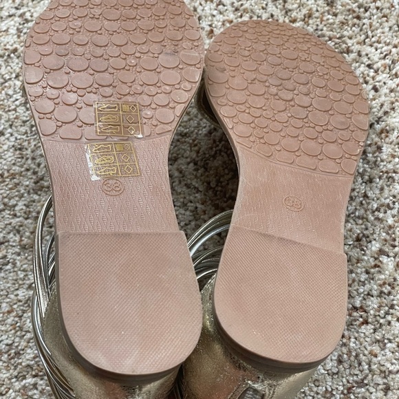 Port’er Statement Sequined Embellished Ankle Strap Gold Gladiator Sandal… - Picture 10 of 10